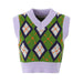 Color-Women Plaid Handmade Rope Knitted Wool Vest-Fancey Boutique
