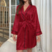 Color-Women Household Pajamas Emulation Silk Nightgown Collar Pajamas Bathrobe Homewear-Fancey Boutique