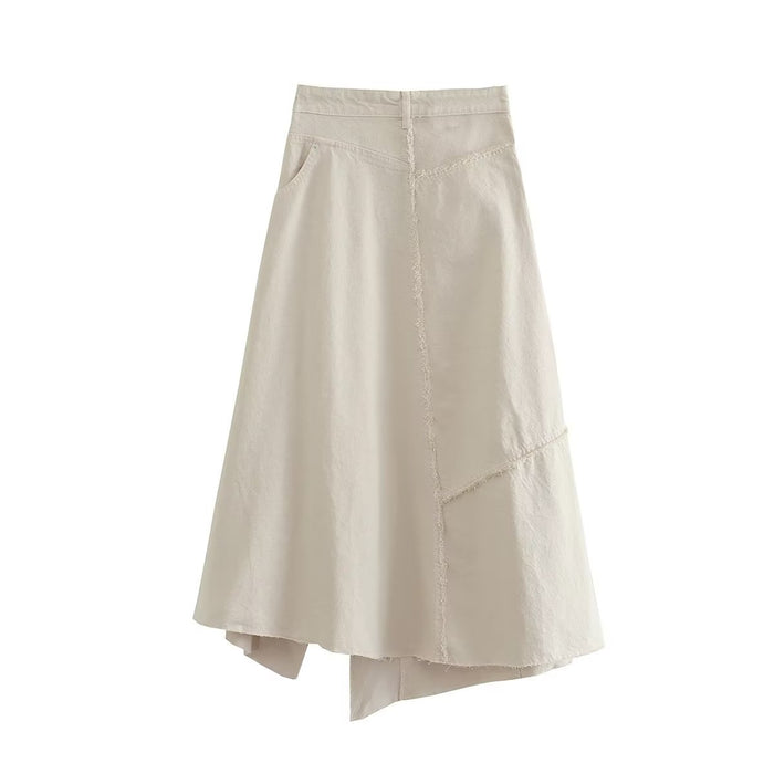 Color-Autumn Women Asymmetric Frayed Tights Skirt Set-Fancey Boutique