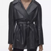Color-Summer Women Faux Leather Long Sleeve Collared Wind Breaker Coat-Fancey Boutique