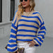 Color-Autumn Winter Striped Sweater Women Knitted Crew Neck Pullover Sweater Women-Fancey Boutique