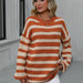 Color-Autumn Winter Striped Sweater Women Knitted Crew Neck Pullover Sweater Women-Fancey Boutique