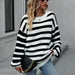 Color-Autumn Winter Striped Sweater Women Knitted Crew Neck Pullover Sweater Women-Fancey Boutique