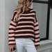 Color-Autumn Winter Striped Sweater Women Knitted Crew Neck Pullover Sweater Women-Fancey Boutique