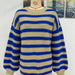 Color-Autumn Winter Striped Sweater Women Knitted Crew Neck Pullover Sweater Women-Fancey Boutique