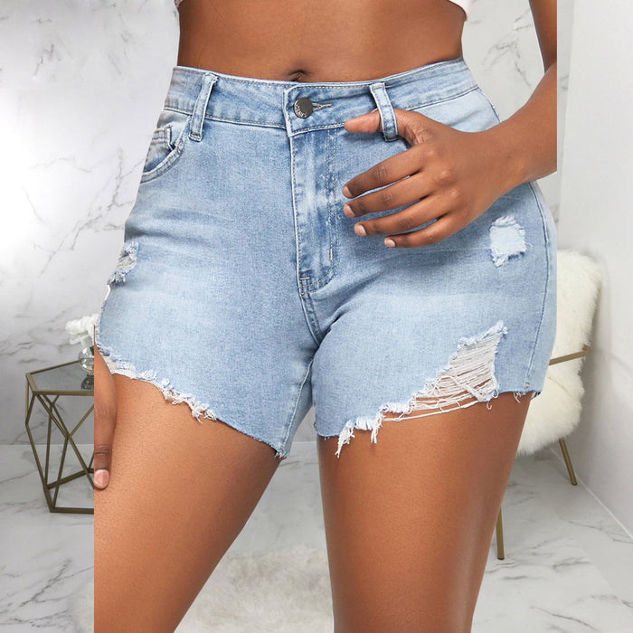 Color-Women Slim All Match Stretch Denim Shorts-Fancey Boutique