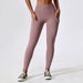 Color-Wear Tight Nude Feel Yoga Pants Pocket Belly Contracting Hip Lifting Fitness High Waist Running Sports Leggings-Fancey Boutique