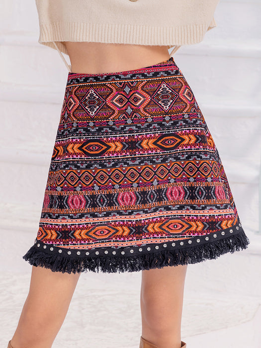 Color-Mixed Batch Women Skirt Slim Tassel Layered-Fancey Boutique