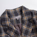 Color-Double Breasted Retro Office Collar Mid Length Plaid Blazers-Fancey Boutique