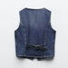 Color-Autumn Winter Denim Vest V neck Single Breasted Short Denim Waistcoat Vest button-Fancey Boutique