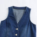 Color-Autumn Winter Denim Vest V neck Single Breasted Short Denim Waistcoat Vest button-Fancey Boutique