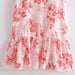 Color-Pastoral off Shoulder Short Sleeve Dress Women Sexy Slim Print Ruffled Maxi Dress-Fancey Boutique