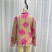 Color-Summer Women French Retro Lapels Long Sleeve Floral Print Shirt-Fancey Boutique