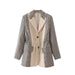 Color-Women Color Matching Drawstring Blazer-Fancey Boutique