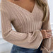 Color-Sexy Long Sleeve Top Women Autumn Tight Low Necked Sexy Lantern Sleeve Sweater-Fancey Boutique