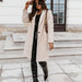 Color-Autumn Winter Solid Color Collared Mid Length Button Woolen Coat Outerwear Women-Fancey Boutique