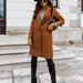 Color-Autumn Winter Solid Color Collared Mid Length Button Woolen Coat Outerwear Women-Fancey Boutique