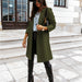 Color-Autumn Winter Solid Color Collared Mid Length Button Woolen Coat Outerwear Women-Fancey Boutique