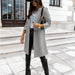 Color-Autumn Winter Solid Color Collared Mid Length Button Woolen Coat Outerwear Women-Fancey Boutique