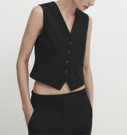Color-Fall Women Clothing Office Office Lady Black Short Vest-Fancey Boutique