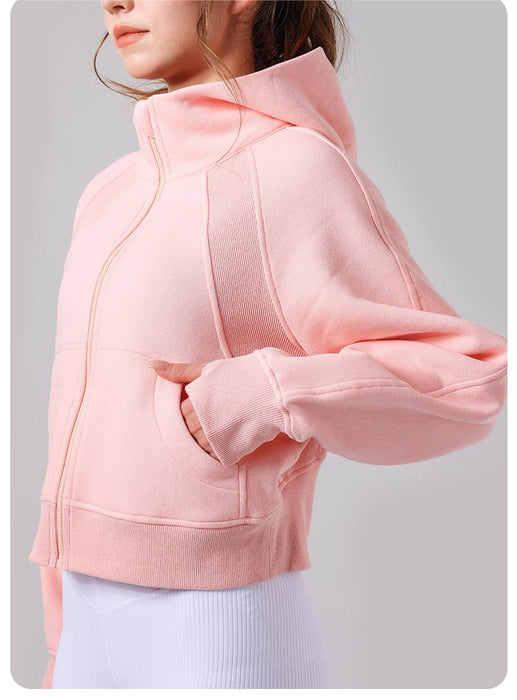 Color-Autumn Winter Yoga Wear Hooded Sweater Thick Loose Casual Full Zipper Sports Jacket Women Workout Clothes-Fancey Boutique