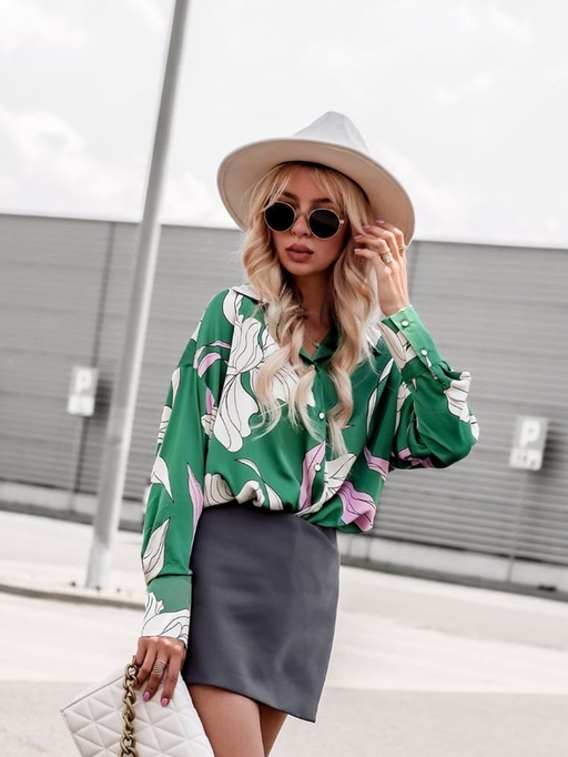 Color-Women Spring and Summer New Printed Elegant Professional Long Sleeve Shirt-Fancey Boutique