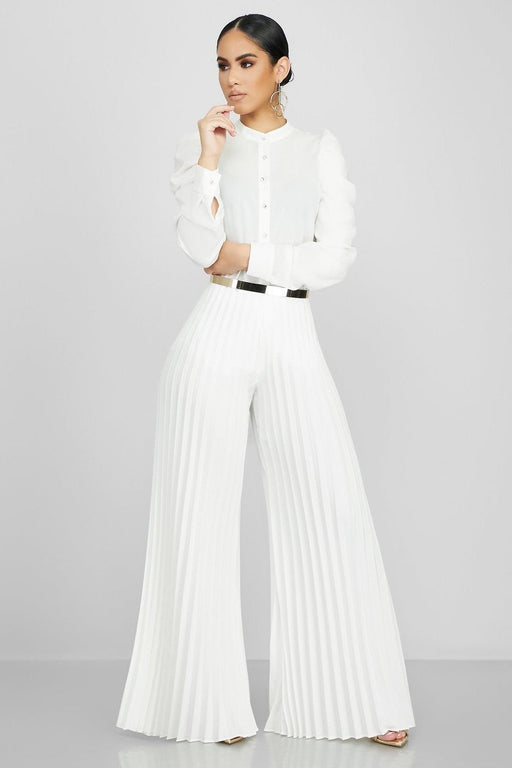 Color-White-Women Clothing Fashion Street Hipster Pleated Pants Wide Leg Pants-Fancey Boutique