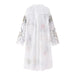 Color-Spring Summer Women White Embroidered Shirt Stand Collar Loose Single Breasted Long Shirt Dress-Fancey Boutique