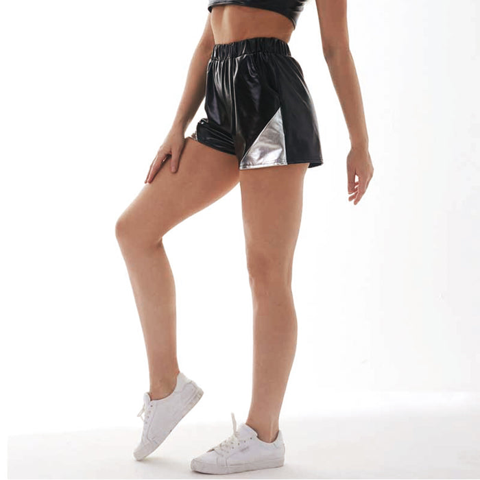 Color-Pants Loose Pockets Elastic Waist Shorts Women Base Leather Pants Sexy Women Pants-Fancey Boutique