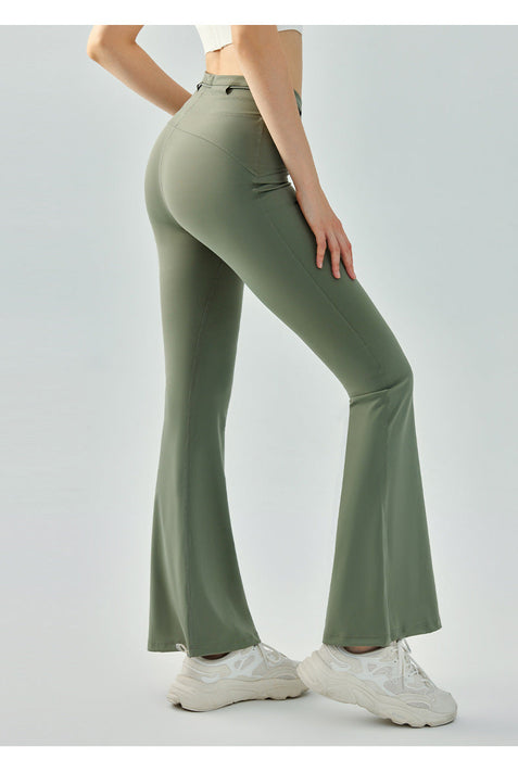 Color-Cedar green-Outdoor Yoga Bell Bottom Pants Women Tight High Waist Hip Lifting Wide Leg Pants Slim Fit Slimming Micro Pull Yoga Pants-Fancey Boutique