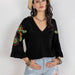 Color-Black-Women Casual Slim Fit Mid Length Sleeve Autumn Shirt-Fancey Boutique