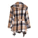 Color-Autumn Winter Long Sleeve V neck Buttons Plaid Printed Coat for Women-Fancey Boutique