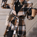 Color-Autumn Winter Long Sleeve V neck Buttons Plaid Printed Coat for Women-Fancey Boutique