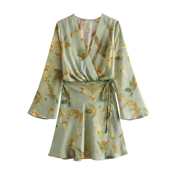 Color-Fall Women Clothing Printed Silk Satin Textured Dress-Fancey Boutique