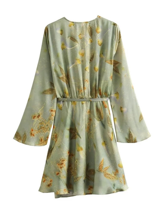 Color-Fall Women Clothing Printed Silk Satin Textured Dress-Fancey Boutique