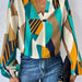 Color-Women New Spring and Autumn Elegant Geometric Print Long Sleeve Shirt-Fancey Boutique