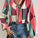 Color-Red-Women New Spring and Autumn Elegant Geometric Print Long Sleeve Shirt-Fancey Boutique