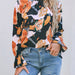 Color-Women New Spring and Autumn Casual Shirt with Ear Collar Print Long Sleeve Shirt-Fancey Boutique