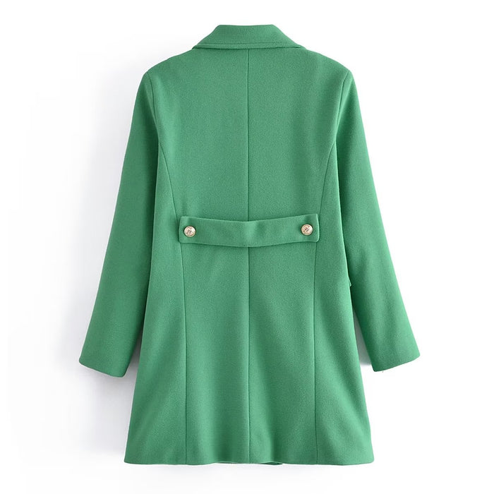 Color-Women Clothing French Double Row Ornament Collared Slim Overcoat Coat-Fancey Boutique
