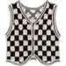 Color-Autumn Fashionable Cardigan Chessboard Plaid V neck Knitted Thin Vest Vest Coat Women-Fancey Boutique