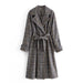 Color-Fall Women Clothing Waist Controlled Collared Plaid Coat Overcoat-Fancey Boutique