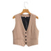 Color-Autumn Women Clothing Short Solid Color Vest Waistcoat-Fancey Boutique