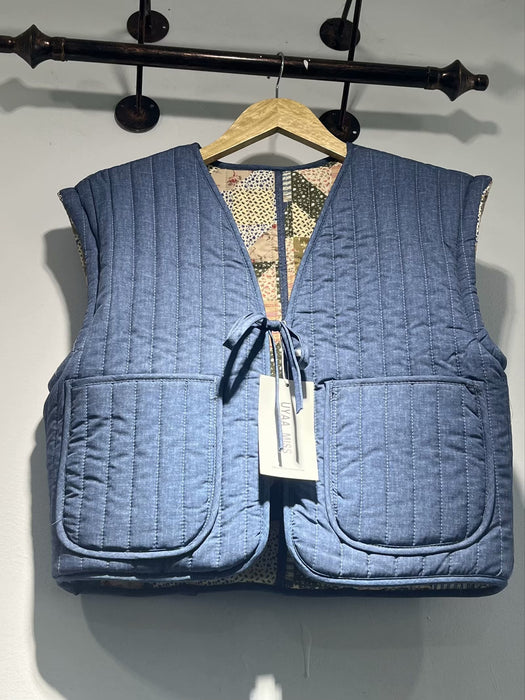 Color-Same with Mall Double Sided Printing Rope Cotton Vest Coat Vest Retro French Top-Fancey Boutique