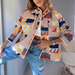 Color-Autumn Winter Printing Women Cotton Padded Clothing Artistic Retro Loose Single Breasted Cardigan-Fancey Boutique