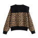 Color-Women Clothing Leopard Jacquard Large Collared Zipper Knitted Cardigan Coat-Fancey Boutique