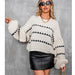 Color-Striped Round Neck Pullover Thick Needle Sweater Women Loose Lazy Autumn Winter Long Sleeve Sweater Outerwear Top Trendy-Fancey Boutique