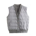 Color-Fall Women Clothing Quilted V neck Patchwork Sleeveless Waistcoat Vest-Fancey Boutique
