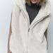 Color-Fall Casual Hooded Artificial Fur Sleeveless Coat Women-Fancey Boutique