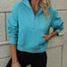 Color-Ladies Half Zip Pullover Sweatshirt Short Chic Sweatshirt-Fancey Boutique