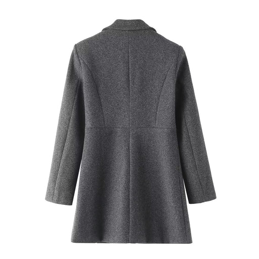 Color-Fashionable Simple Woolen Coat Autumn Solid Color Double Breasted Coat Elegant Collared Long Women Clothing-Fancey Boutique